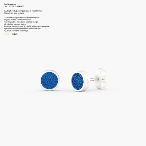 Circle Studs Earrings in Aqua
