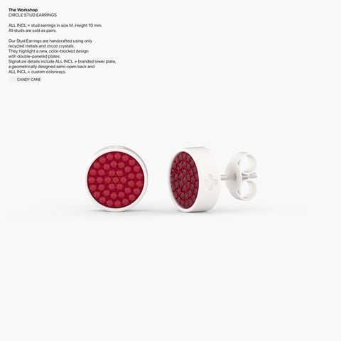 Circle Studs Earrings in Candy Cane