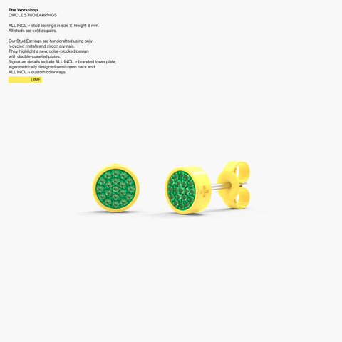 Circle Studs Earrings in Lime