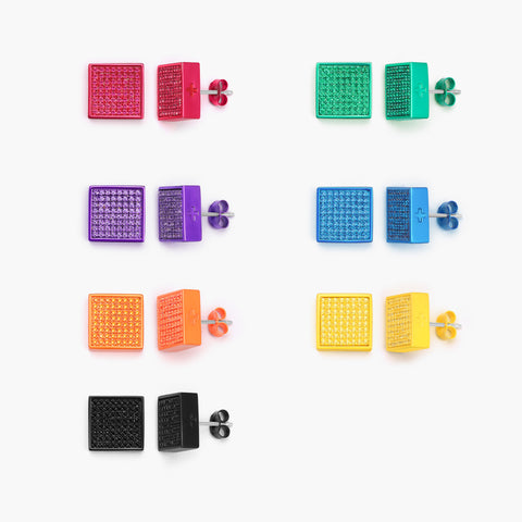 Monochrome Essentials: Square Studs Earrings (7 PACK)