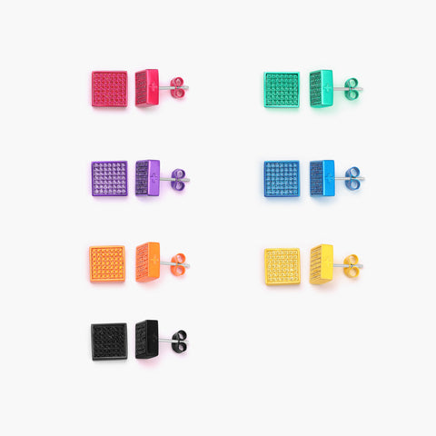 Monochrome Essentials: Square Studs Earrings (7 PACK)