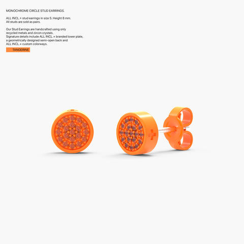 Monochrome Circle Studs in Tangerine