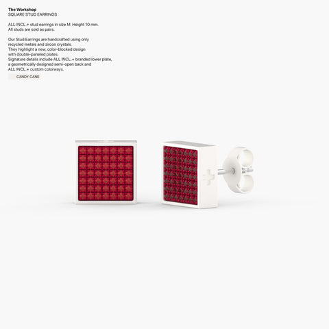 Square Studs Earrings in Candy Cane