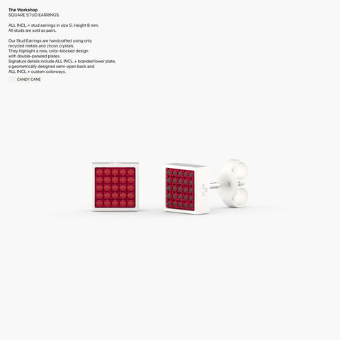Square Studs Earrings in Candy Cane