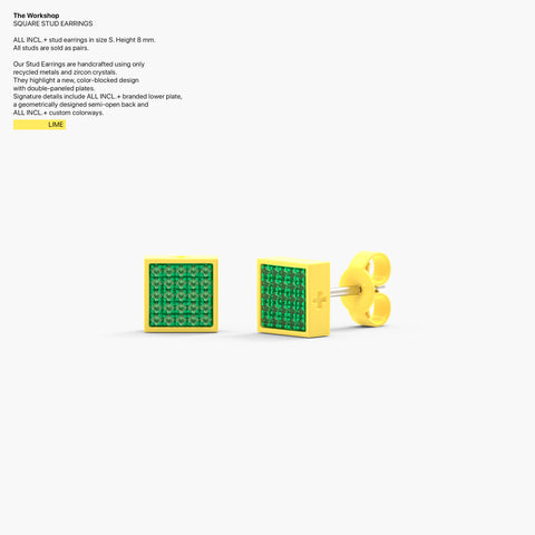 Square Studs Earrings in Lime