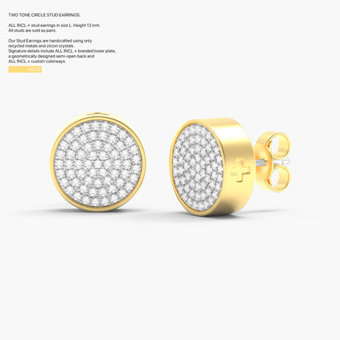 Two-Tone Circle Studs in Gold
