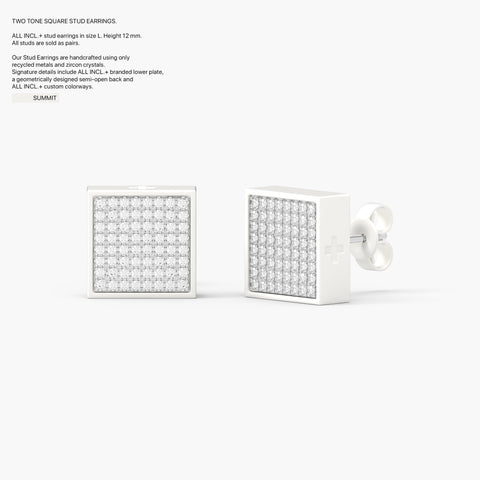 Two-Tone Square Studs in Summit