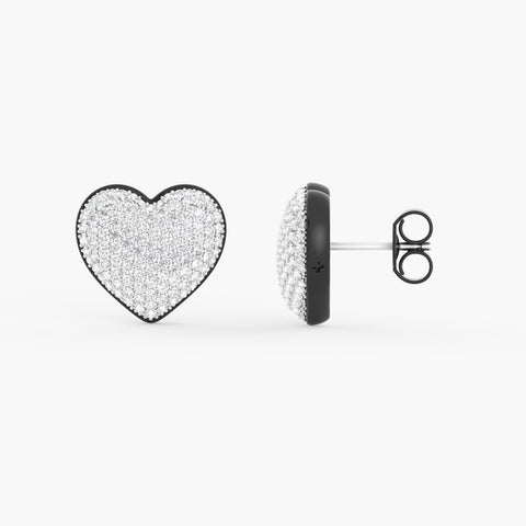 Two-Tone Heart Studs in Ash