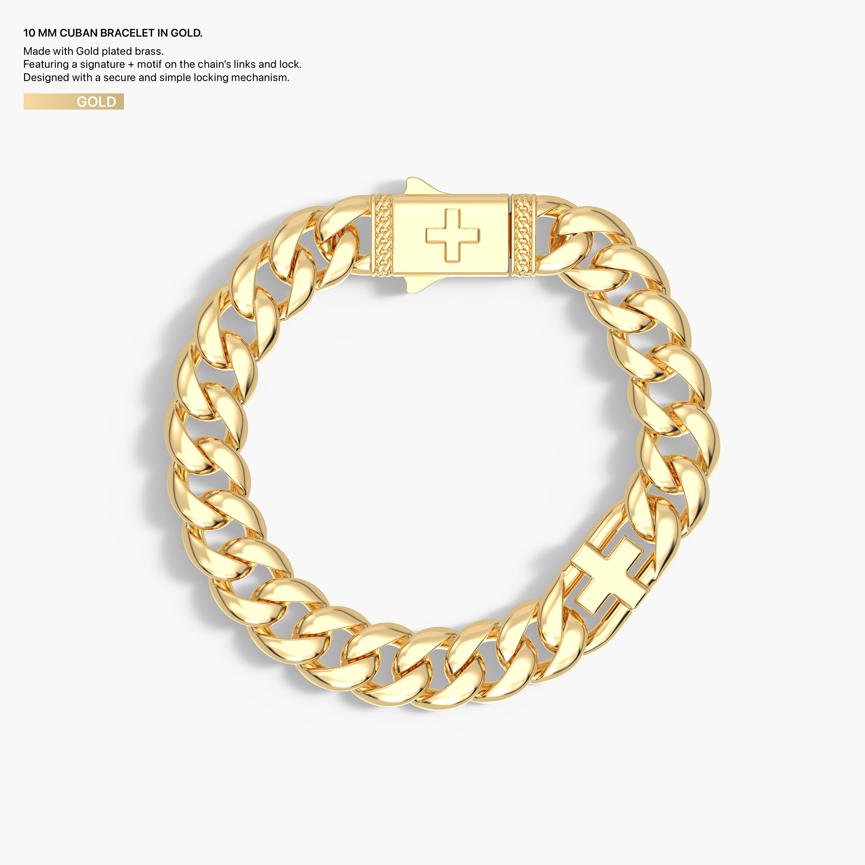 10 mm Cuban Bracelet in Gold