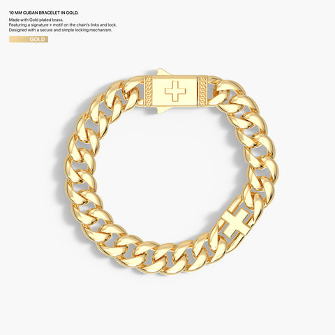 10 mm Cuban Bracelet in Gold