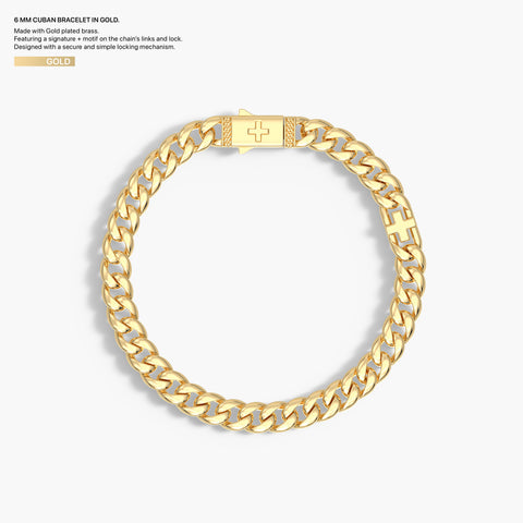 6 mm Cuban Bracelet in Gold