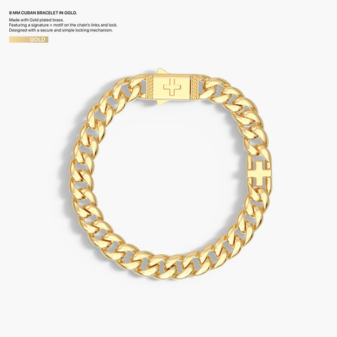 8 mm Cuban Bracelet in Gold