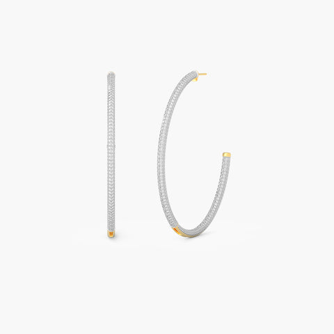 Large Iced Out 14kt Gold Hoops