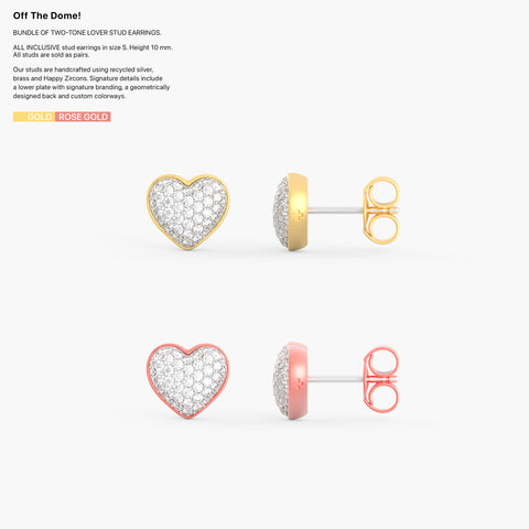 Pack of Two-Tone Lover Studs In Rose Gold & Gold