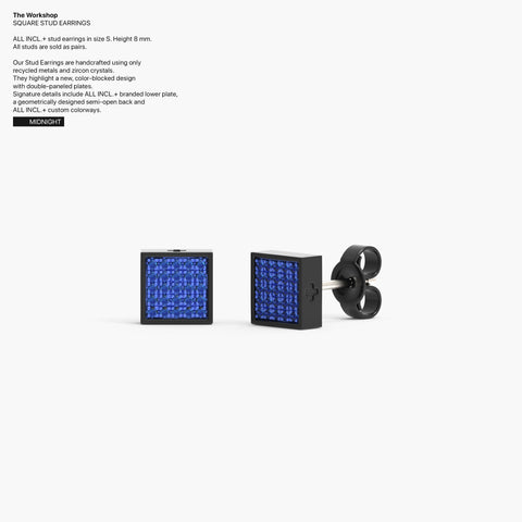 Square Stud Earrings in Midnight