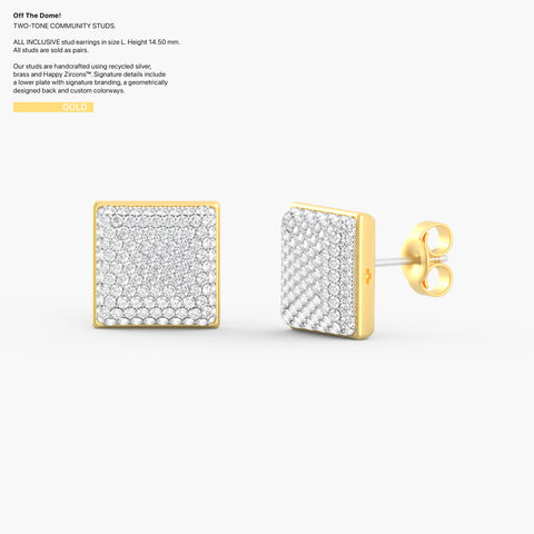 Two-Tone Community Studs in Gold