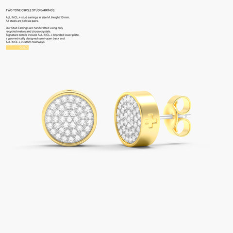 Two-Tone Circle Stud in Gold