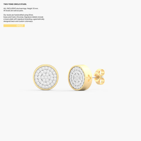 Two-Tone Circle Studs in Gold