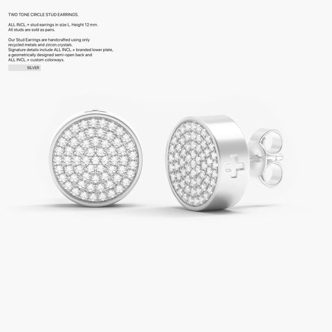 Two-Tone Circle Studs in Silver