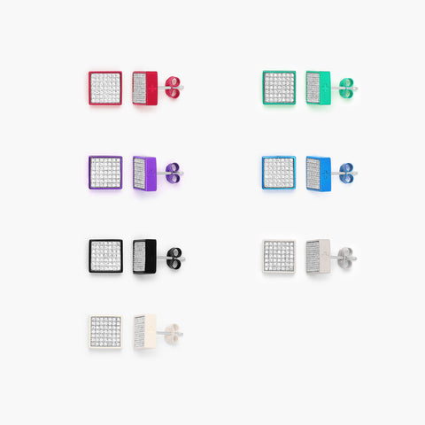 Two-Tone Essentials: Square Stud Earrings (7 PACK)