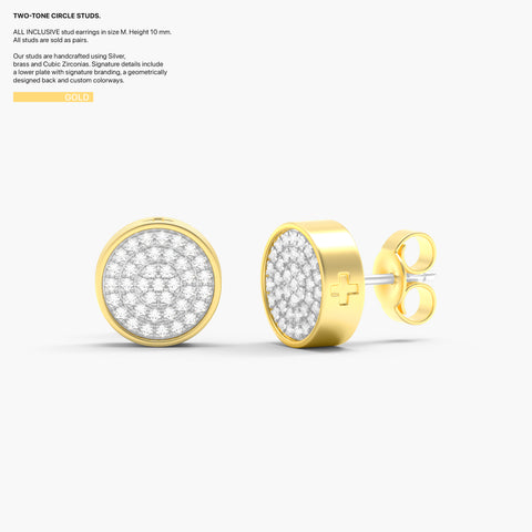 Two-Tone Circle Studs in Gold