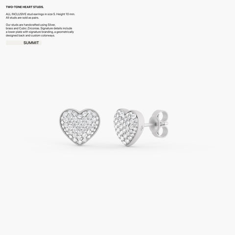 Two-Tone Heart Studs in Summit