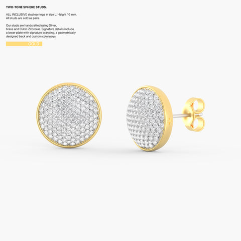 Two-Tone Sphere Studs in Gold