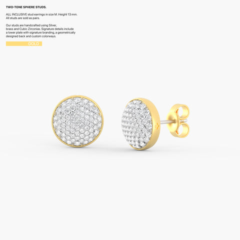 Two-Tone Sphere Studs in Gold