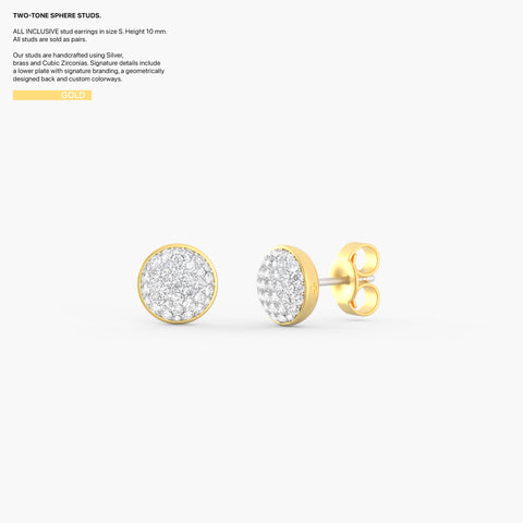 Two-Tone Sphere Studs in Gold