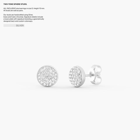 Two-Tone Sphere Studs in Silver